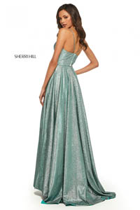 Sherri Hill 52977 aqua silver 43933