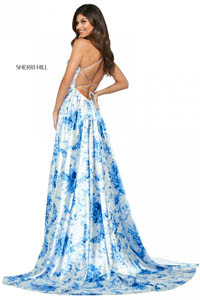 Sherri Hill 53902 ivory blue print 47330