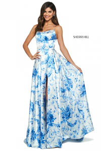 Sherri Hill 53902 ivory blue print 47331